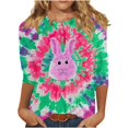 thumbnail image 1 of Liquidation d'Été Staron Hauts de Pâques pour Femmes T-Shirts à Manches 3/4 Chemises Amples à Col Rond Blouses Hauts Graphiques T-Shirts Basiques T-Shirts Décontractés, 1 of 5