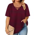 thumbnail image 2 of Tops de Manga Corta de Tamaño Más de las Mujeres, Blusas de Cuello en V Impresas de Verano de Moda para Uso Casual, Diario Y de Fiesta, 2 of 7