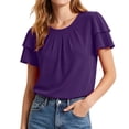 thumbnail image 6 of GigrtiJin Womens Short Sleeve T Shirts Pleated Baggy Basic T Shirts Casual Outdoor Pull On Round Neck Cropped Tees for Womens, 6 of 7