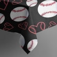 thumbnail image 2 of Black Baseballs and Hearts Pattern Rectangle Tablecloth 60"x102",Waterproof Polyester Rectangle Table Cloth, Wipeable Spillproof Polyester Tablecloth for Dining, Camping, Indoor and Outdoor, 2 of 6