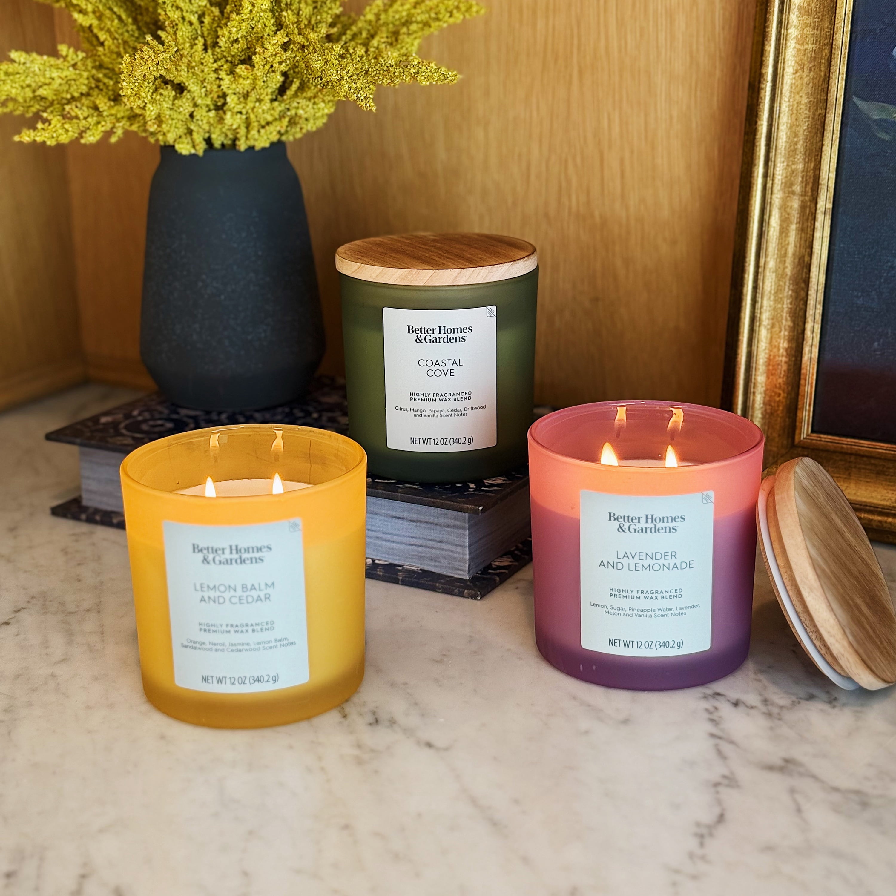 Better Homes and Gardens Lemon Balm and Cedar Scented 2-Wick Frosted Jar Candle 12oz.