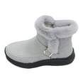 thumbnail image 6 of Womens Furry Mid Calf Snow Boots Fashion Casual Suede Wide Toe Fleece Lined Fuzzy Winter Walking Ankle Booties Grey Size 6.5, 6 of 7