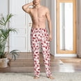 thumbnail image 2 of Logiee Red Football Print Pajama Pants for Men,Men’s Pajama Bottoms,Mens PJ Pants with Pockets & Button Fly-Large, 2 of 6