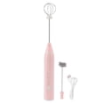 thumbnail image 1 of Mini batidor eléctrico inalámbrico multifunción con 2 cabezales para batidores de huevos para tomar café en casa o en la tienda, color rosa, 1 of 15