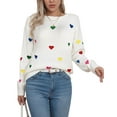 thumbnail image 2 of Valentine Sweaters for Women Trendy Colorful Heart Sweaters Lightweight Crewneck Sweater Shermie, 2 of 6