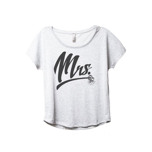 Mrs Loop Ring Women's Fashion Slouchy Dolman T-Shirt Tee Heather White 2X-Large