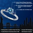 thumbnail image 2 of Gem Stone King 14K White Gold Persian Blue Moissanite and Blue Created Sapphire Engagement Ring for Women | 1.28 Cttw | Round 6.5MM | Gemstone Birthstone | Size 5, 2 of 6