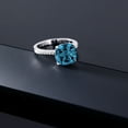 thumbnail image 6 of Gem Stone King 925 Sterling Silver London Blue Topaz Ring | 4.47 Cttw | 10MM Cushion | Gemstone Birthstone | Wedding Engagement Anniversary Promise Ring for Women, 6 of 7