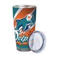 thumbnail image 2 of Taza térmica duradera de acero inoxidable 304 con tema del equipo de fútbol de los delfines con tapa y pajita Taza térmica de acero inoxidable de 20 oz Taza para automóvil Adecuada para bebidas frías, 2 of 8