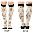 thumbnail image 4 of FORMRS Womens Knee High Socks Casual Long Thick Travel Daily Wear, 2 Pairs, Beige Watercolor Seashells, 4 of 6