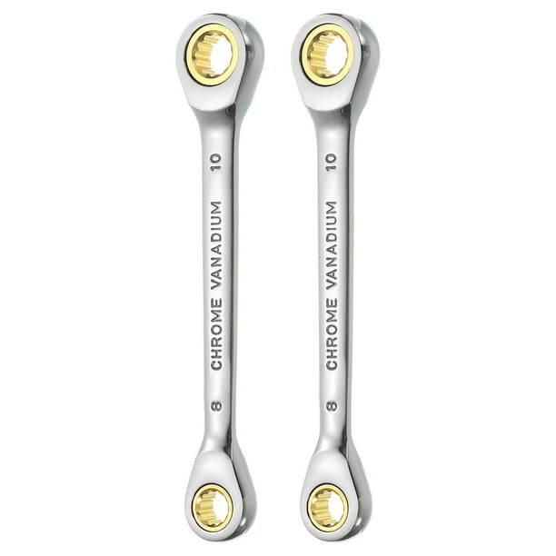 Llave de trinquete de doble extremo Uxcell de 2 piezas 8mm x 10mm, trinquete métrico de 72 dientes