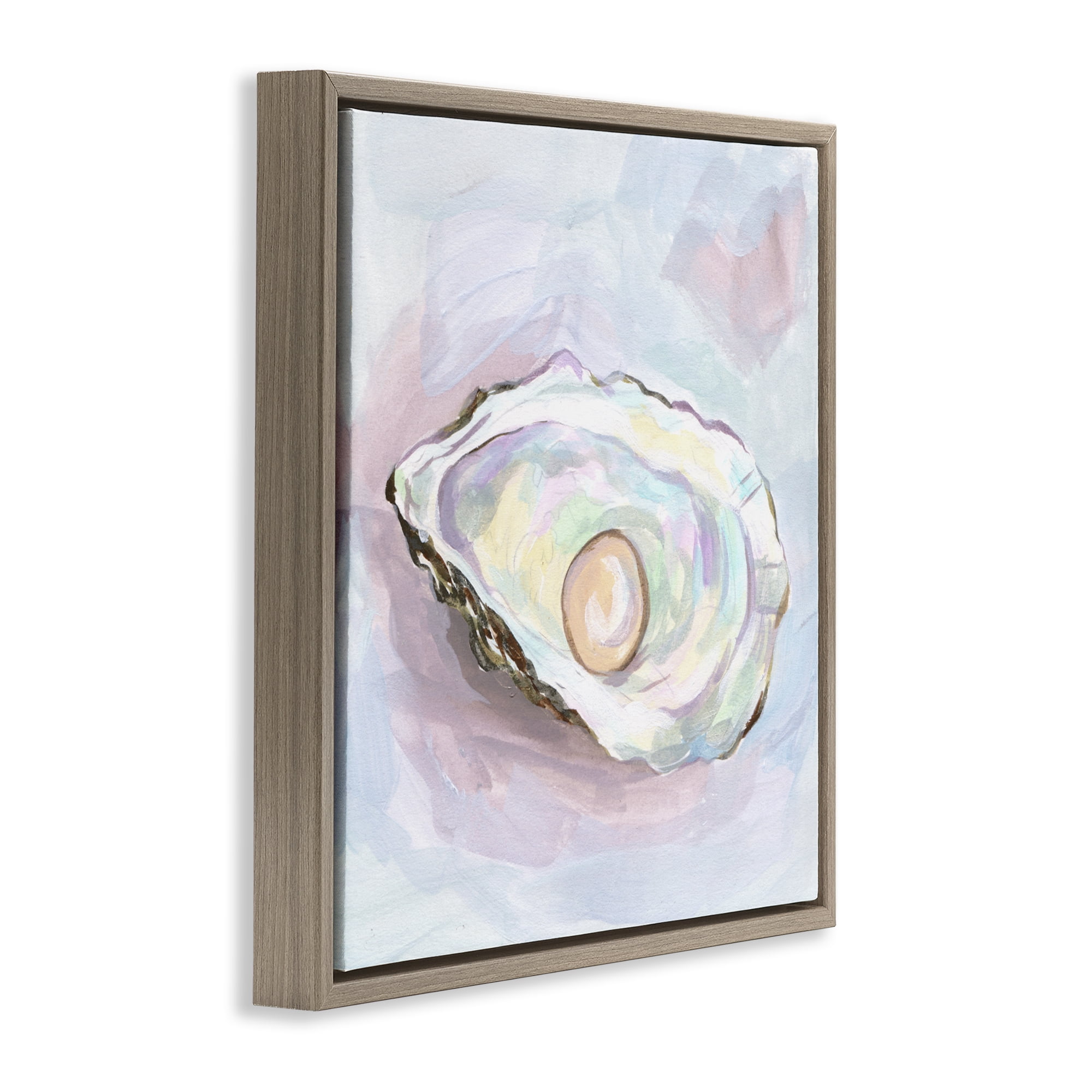 Stupell Industries Silent Opal Oyster Brown Framed Floater Canvas Wall Art, design by Melissa Wang