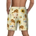 thumbnail image 2 of Lsque Mens Swim Trunks Watercolor Bee Honey Honeycomb Bee Pattern - Bathing Suit Compression Liner - Beach Swim Shorts Swimwear - (S-3XL) - Stretch Quick Dry -Small, 2 of 9