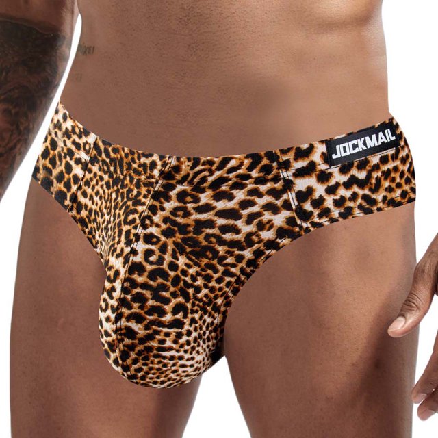 Mikilon sous-Vêtements Bikini String Tentation Soyeuse Imprimés Léopard Décontracté pour Hommes