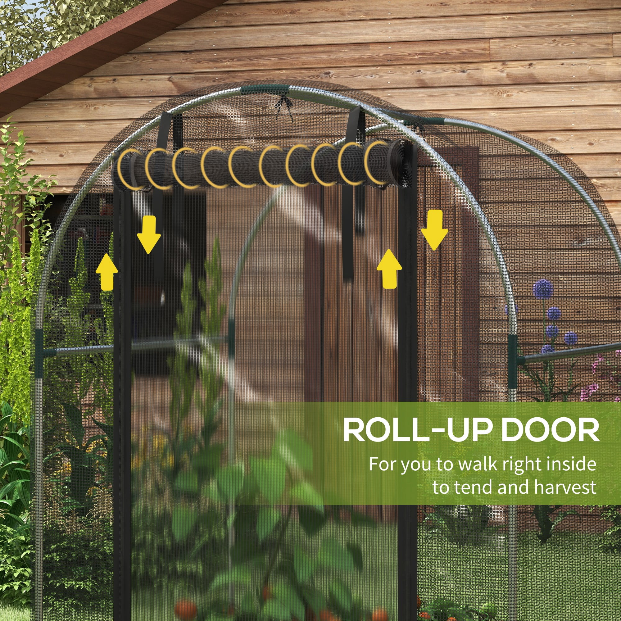 Outsunny 4' x 4' Plant Protection Tent Crop Cage with Zippered Door for Plants, Herbs, Fruits, Black