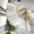 thumbnail image 6 of SikaFu French Lace Pearl Lace Grass Hat Woven Women's Large Brim, Summer Japanese Seaside Sun Shading Foldable Sun Hat, 6 of 6