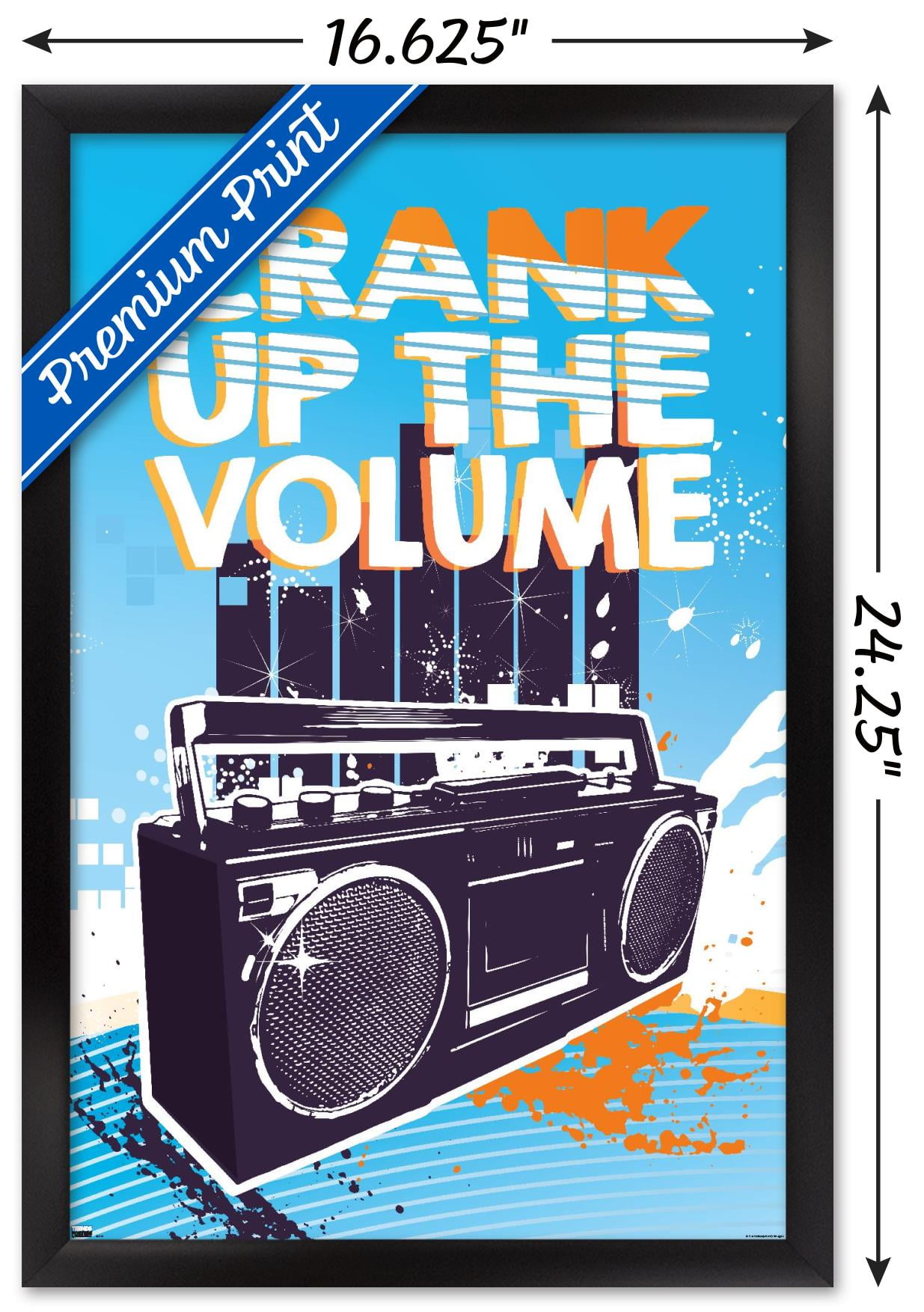 Music - Crank Up the Volume Wall Poster, 14.725" x 22.375", Framed