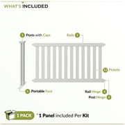 3.1ft H x 5.4ft W (1 Panel + 1 Post) Freestanding Zippity Davidson Fence Kit, White Vinyl Picket Fence Panel, Portable Outdoor & Indoor Fence for Temporary Events, Easy Install for Backyard, ZP19062