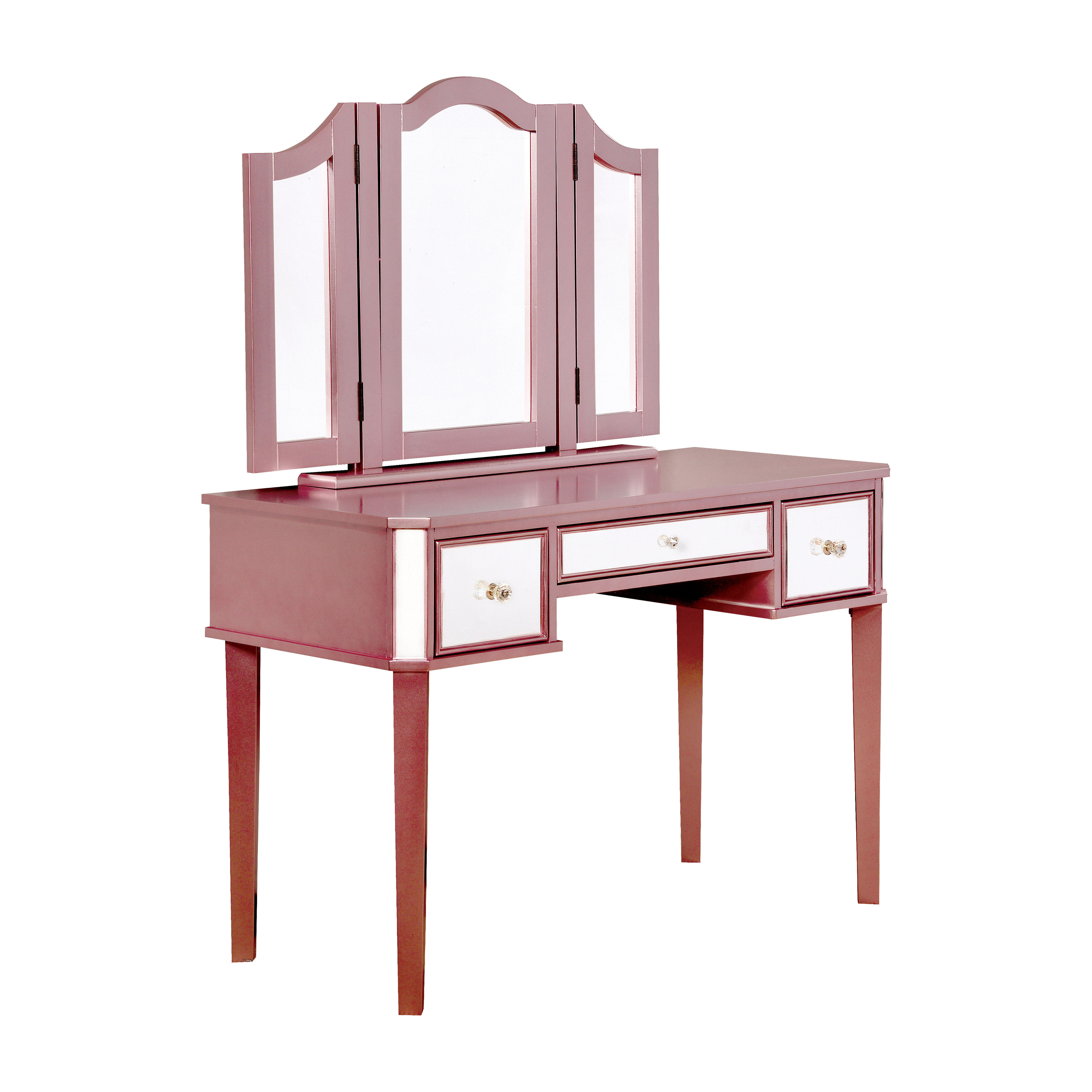 Furniture of America Lina Contemporary 3-Piece Vanity Set, Rose Gold