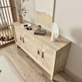 thumbnail image 6 of Noble House Rustic Farmhouse Credenza with Sunburst Doors, Solid Antique Wood TV Stand and Storage Cabinet with Adjustable Shelves, Antique Natural, 6 of 6