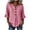 Hot Pink, variant on Women's Casual Striped V Neck Button Flare 3/4 Sleeve Loose Fit Everyday Blouses for Women