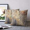 thumbnail image 2 of Pillow Covers 16x16 Set of 2, Abstract Burnt Orange Throw Pillow Covers Decorative Couch Cushion Cover, Brown Beige Vintage Artwork Microfiber Soft Square Pillowcases for Bedroom Living Room Sofa, 2 of 9