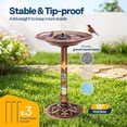 thumbnail image 5 of SPECSTAR Bird Bath, Polyresin Antique Outdoor Bronze Garden Birdbath and Solar Powered Round Pond Fountain Combo Set, 5 of 9