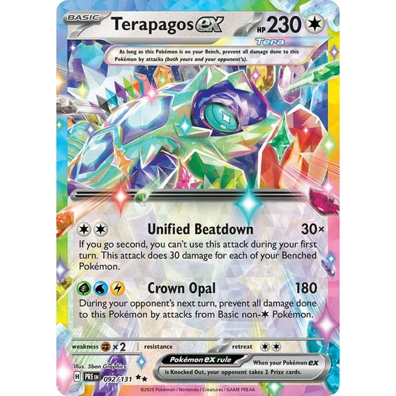 Pokemon Prismatic Evolutions Double Rare Terapagos ex #92
