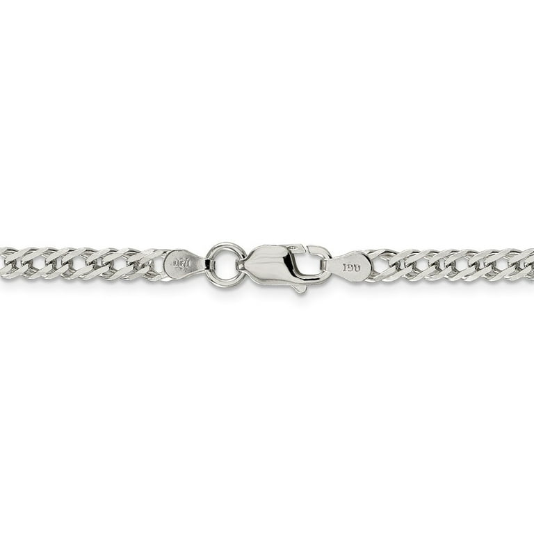 White Sterling Silver bracelet Chain style Curb 8 in 4 mm