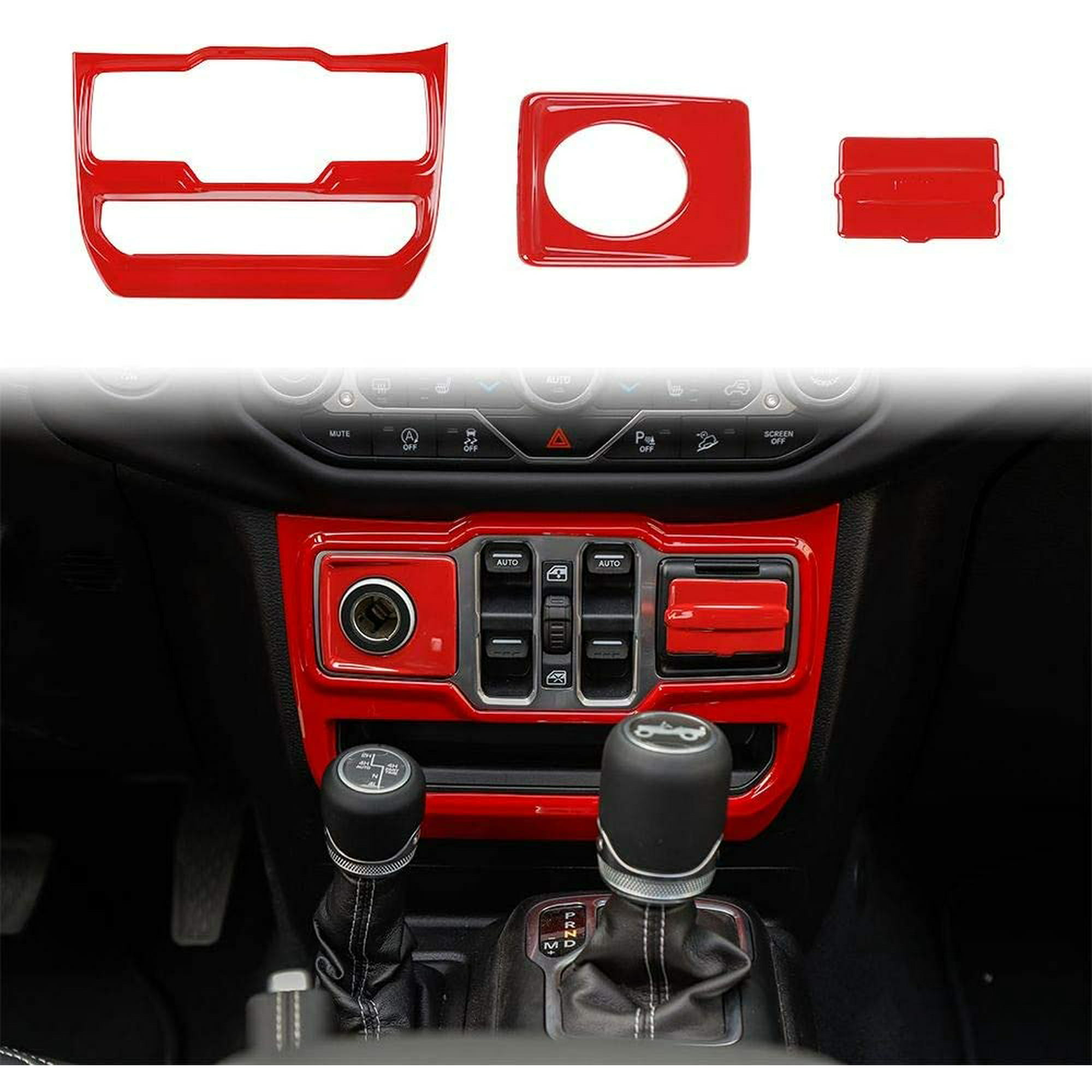 Cigarette Lighter & USB Socket & Window Control Panel Trim Cover for  2018-2020 Jeep Wrangler JL JLU (Red) | Walmart Canada