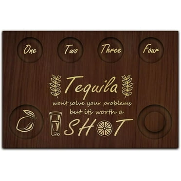 Shot Glasses Serving Tray Leaf and Lemon Tequila Glass Holder with Salt Rim Shot Glasses Wooden Board for Bar Restaurant Party Family Gathering 7.87x11.8 Inch DIY