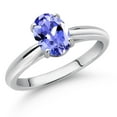 thumbnail image 2 of Gem Stone King 10K White Gold Blue Tanzanite Solitaire Engagement Ring for Women (1.16 Cttw, Oval 8X6MM, Gemstone December Birthstone, Available in Size 5, 6, 7, 8, 9), 2 of 4