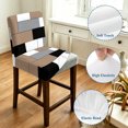 thumbnail image 4 of Brown Grey Geometric Bar Stool Cover Set of 6, Modern Black White Abstract Art Stretch Bar Chair Cover, Removable Washable Pub Counter Stool Chair Slipcover for Kitchen Dining Room Pub Cafe, 4 of 9