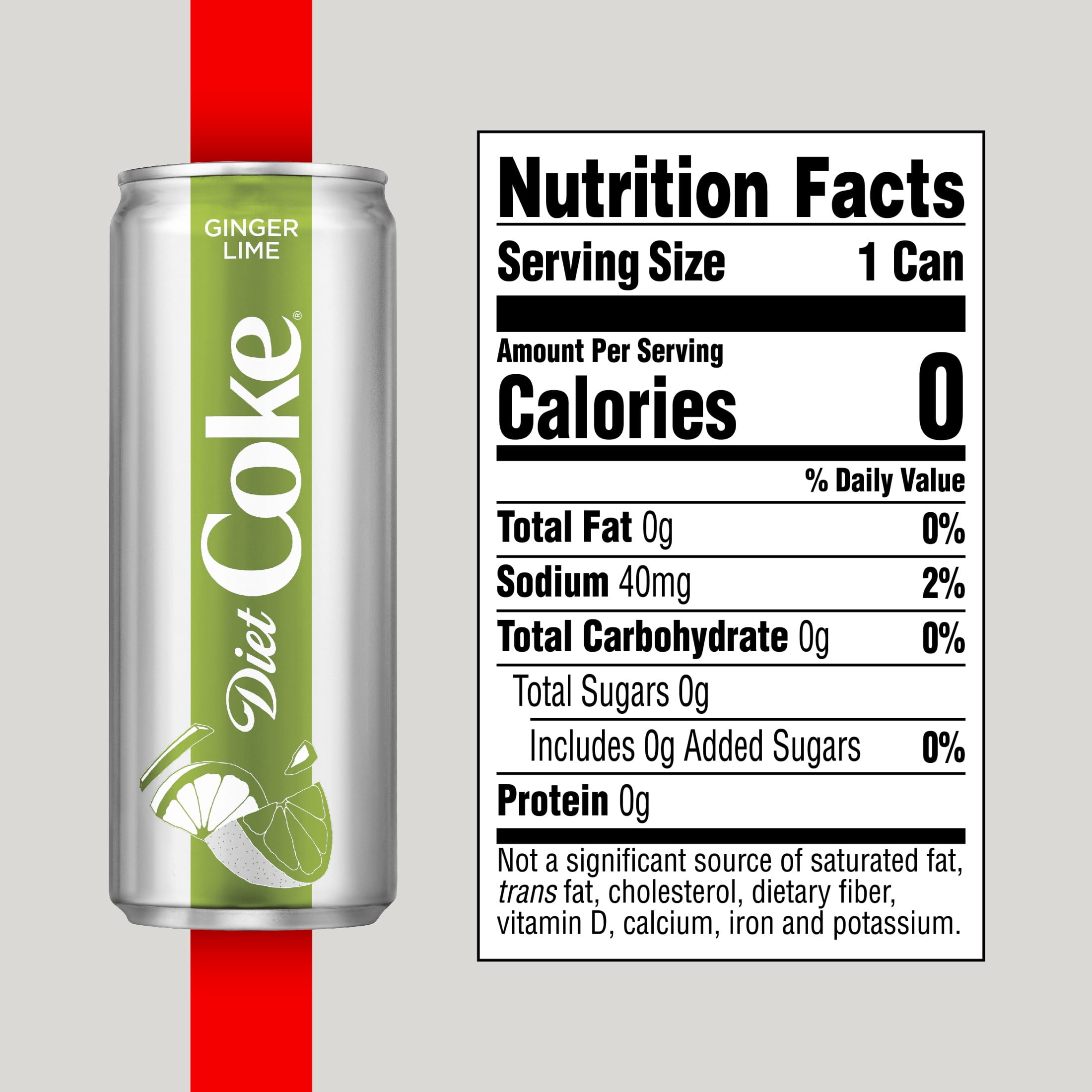 Diet Coke Ginger Lime Soda Soft Drink, 12 fl oz, 8 Pack