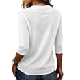 thumbnail image 7 of Linen Texture Blouse for Women, Crew Neck Half Sleeve Loose Tunic - Lightweight Breathable Summer Casual Top White S, 7 of 7