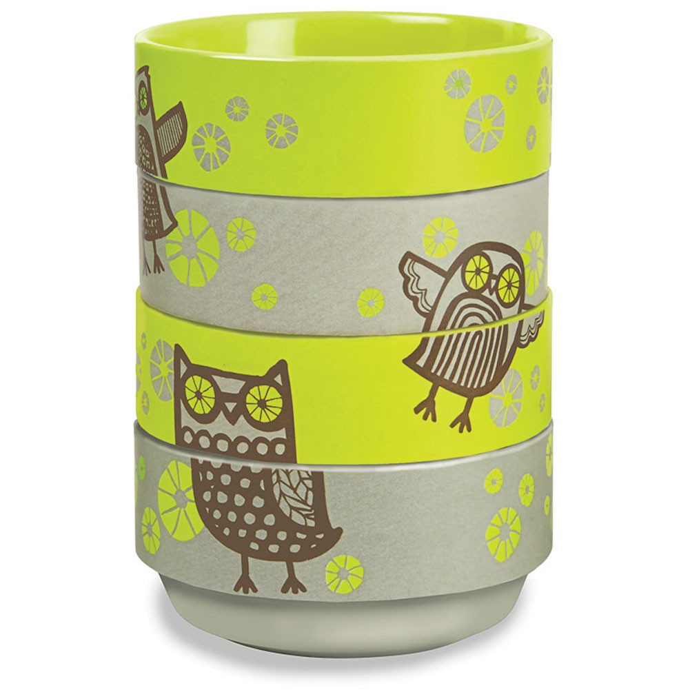 Kitsch'n Glam Ceramic Stacking Bowls Owl