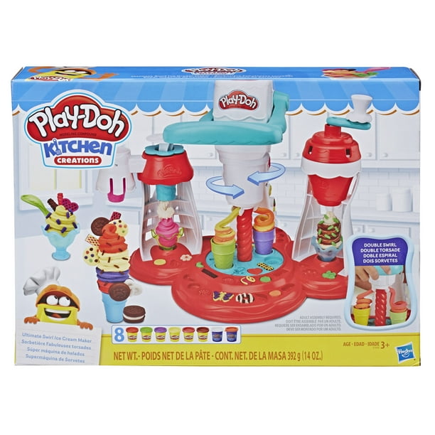 PlayDoh Kitchen Creations Ultimate Swirl Ice Cream Maker Set, 8 Cans