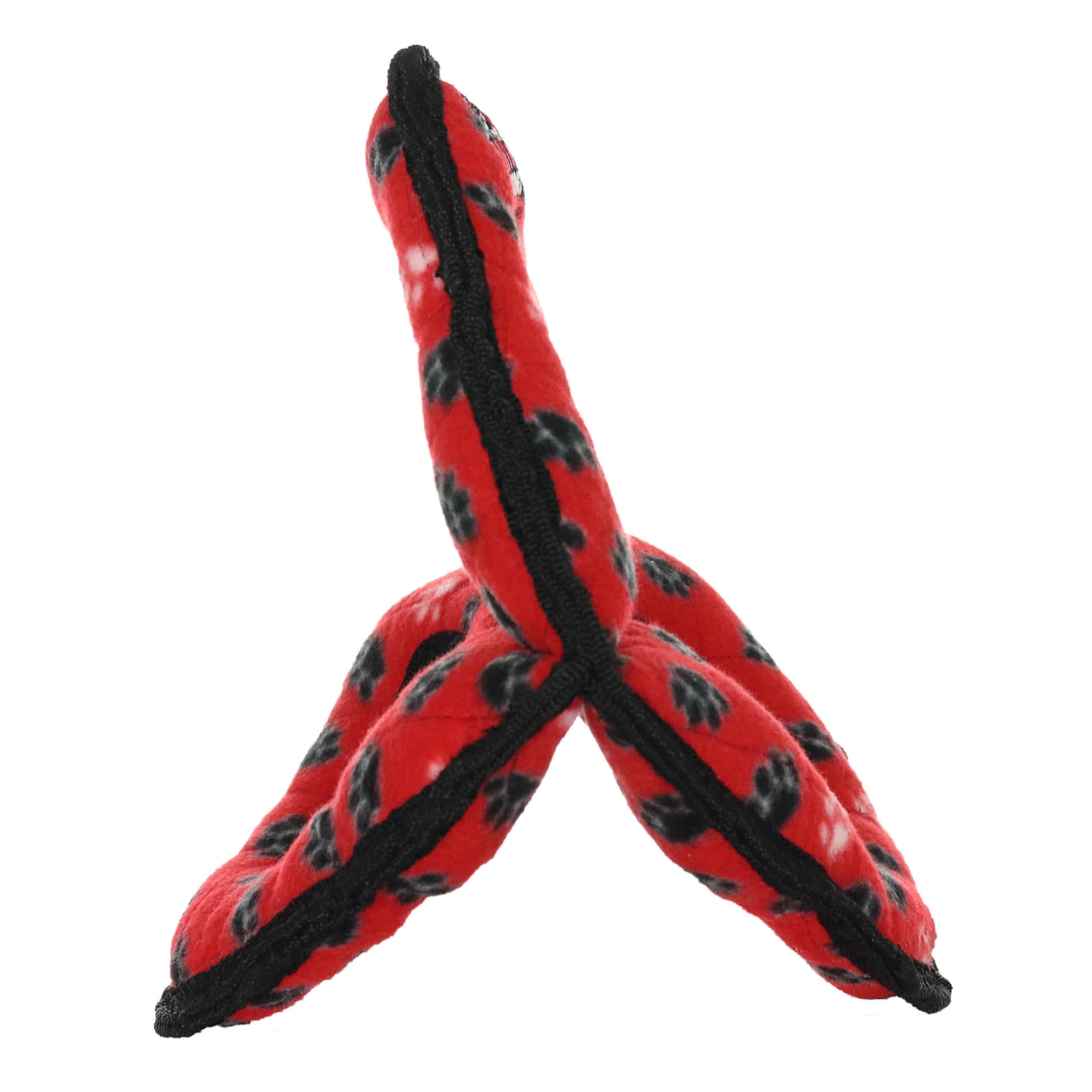 Tuffy Ultimate 3WayRing Red Paw Durable Squeaky Plush Dog Toy
