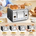 thumbnail image 5 of SEEDEEM Tostadora de 4 Rebanadas, Tostadora de Pan Inoxidable Pantalla LCD Colorida, 7 Configuraciones de Sombra de Pan, Tostadora con Ranuras de 1.5 '' de Ancho con Funciones de Bagel/Descongelar/Rec, 5 of 5