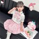 thumbnail image 1 of Anime Kuromi Melody Girl's Shirt Pleated Skirt Bow Tie Sanrios Summer Jk Sweet Princess Dress Fashion Kawaii College Style Set, 1 of 5