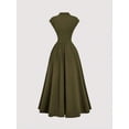 thumbnail image 4 of Women's High Neck Sleeveless Maxi Dress Cinched Waist A-Line Vintage Summer, 4 of 6