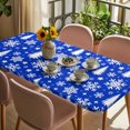 thumbnail image 3 of Blue White Christmas Table Cloths for 5 Foot Rectangle Tables, Xmas Tree Snowflake Winter Abstract Patio Waterproof Elastic Fitted Tablecloths, Washable Rectangular Table Cover for Camping, 3 of 8