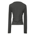 thumbnail image 5 of Arlun,Women's Basic Ribbed Stretchy Tshirts Solid Color Square Neck Long Sleeve Slim Fit T Shirts Fall Fashion Casual Soft Comfortable Tops for Women Grey XL, 5 of 5