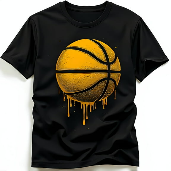 Stylish Black T-Shirt with Bold Yellow Dripping Graphic