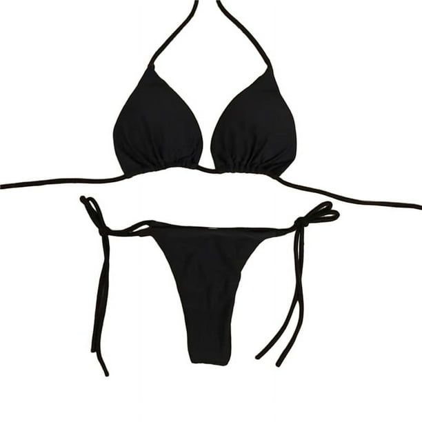 Bikini con conchas de perlas degradado para mujer, traje de baño Sexy con Push-Up, traje de baño cruzado con cuello Halter, ropa de playa de dos piezas, Bikini