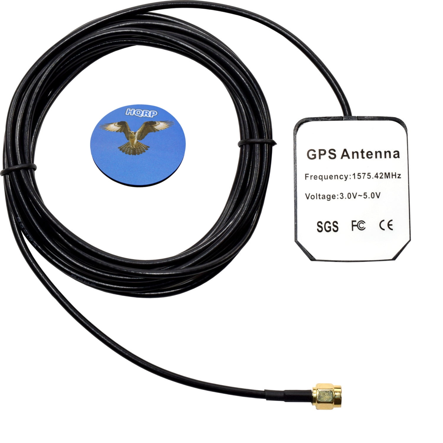 HQRP Amplified External SMA GPS Antenna for Rikaline Active Antenna SMA A10302SA / A10305SA