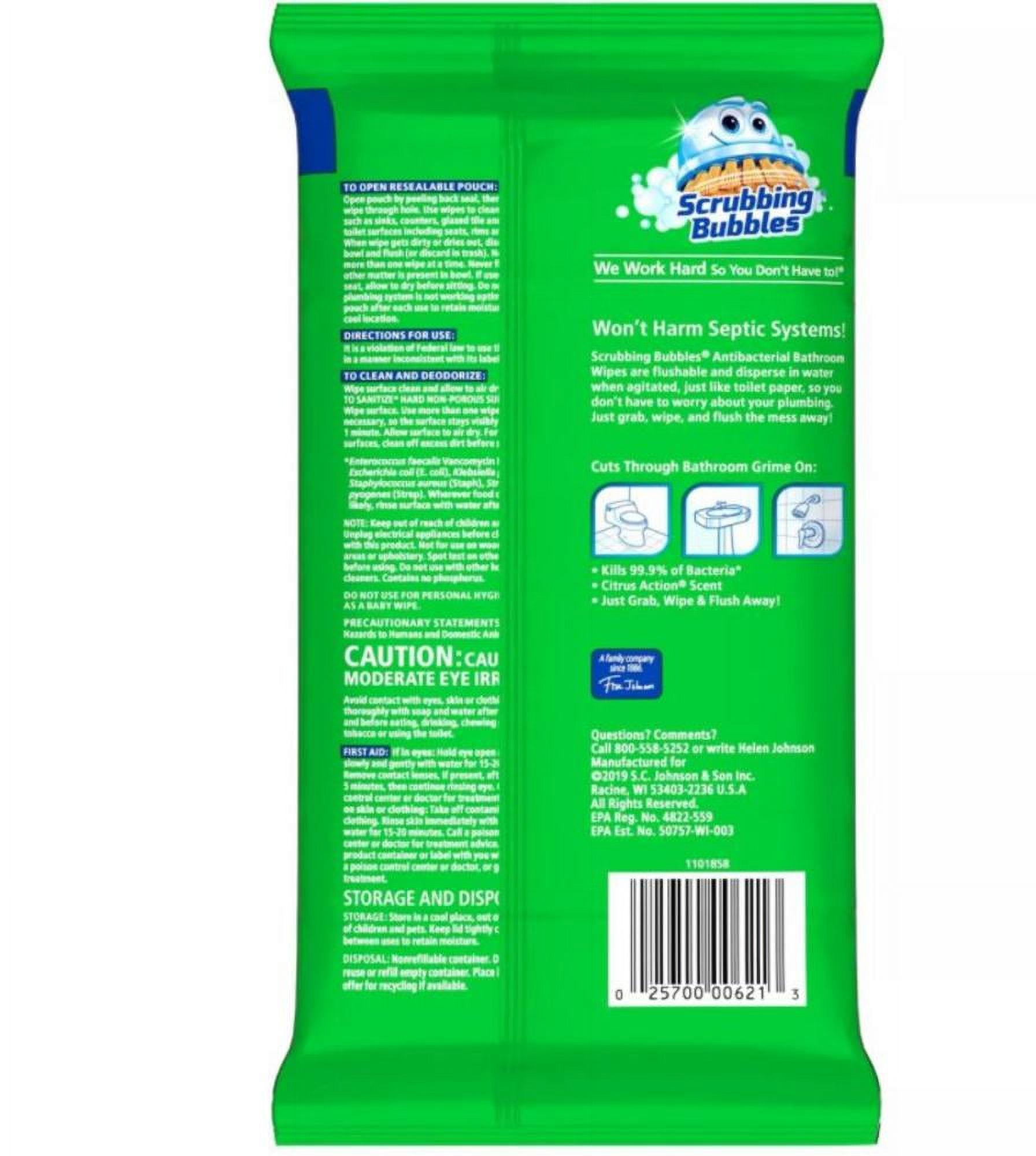 (3-Pack) Scrubbing Bubbles Flat Pack Wipes, 36 CT