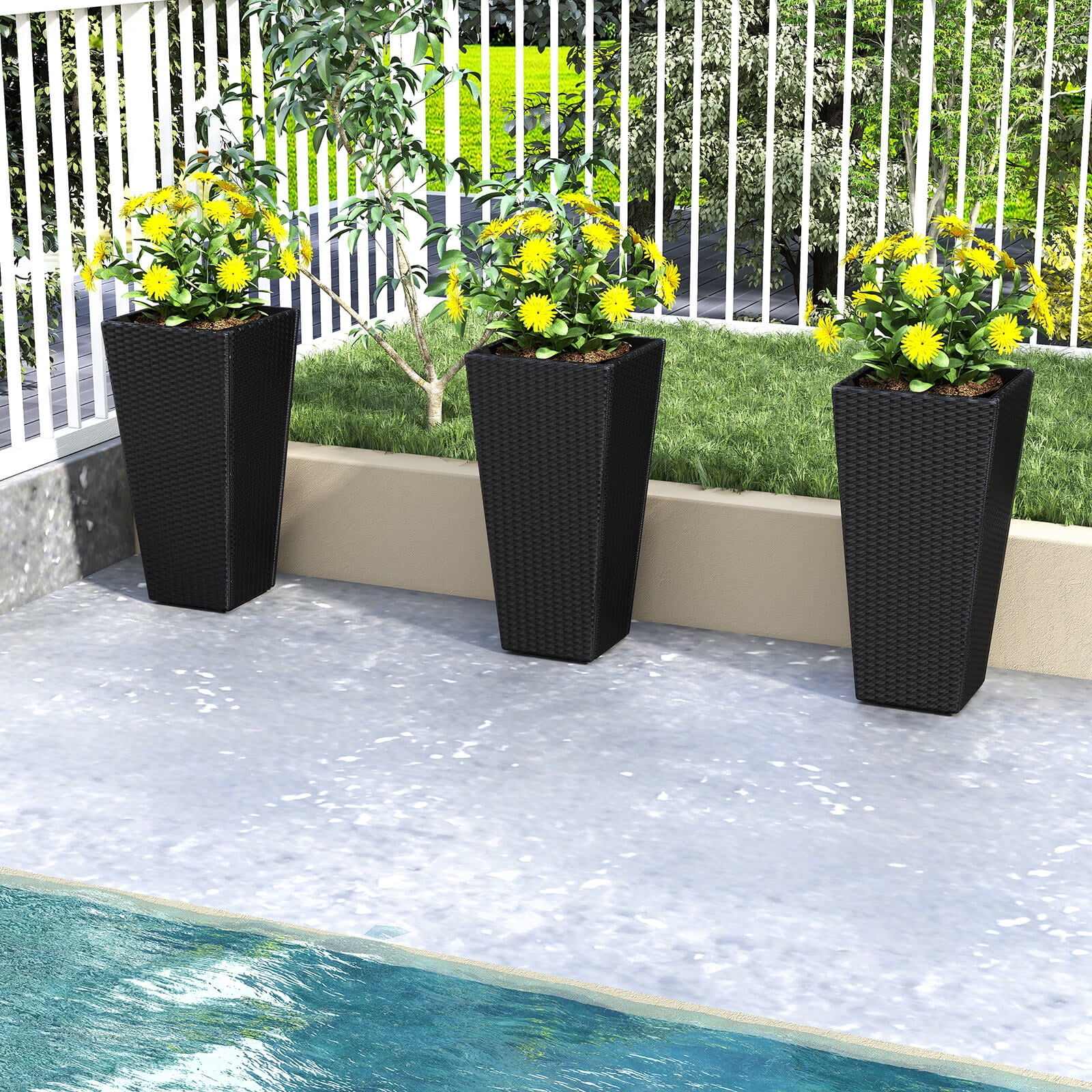 Costway 30" Tall Flower Pot Set of 2 Modern Decorative Planter Pots with Open-ended Base
