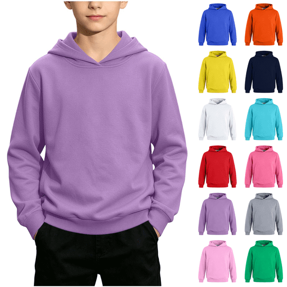 Hoodies for Boys and Girls Lightweight Solid Color Hooded Sweatshirt Kids Casual Loose Fit Long Sleeve Pullover Hoodie