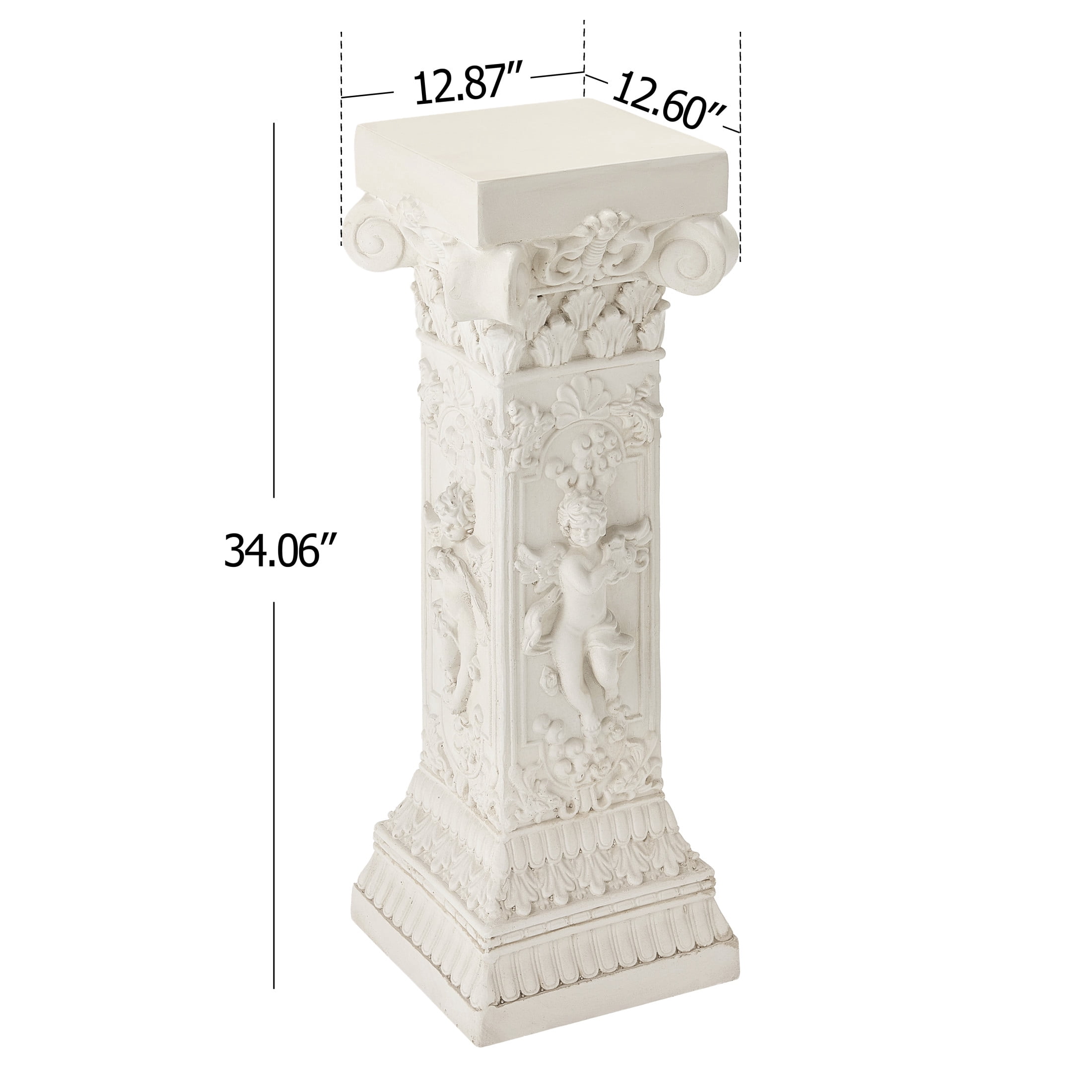 Christopher Knight Home 34"H MgO Pedestal Plant Stand, Roman Column Indoor Outdoor Planter, Beige White